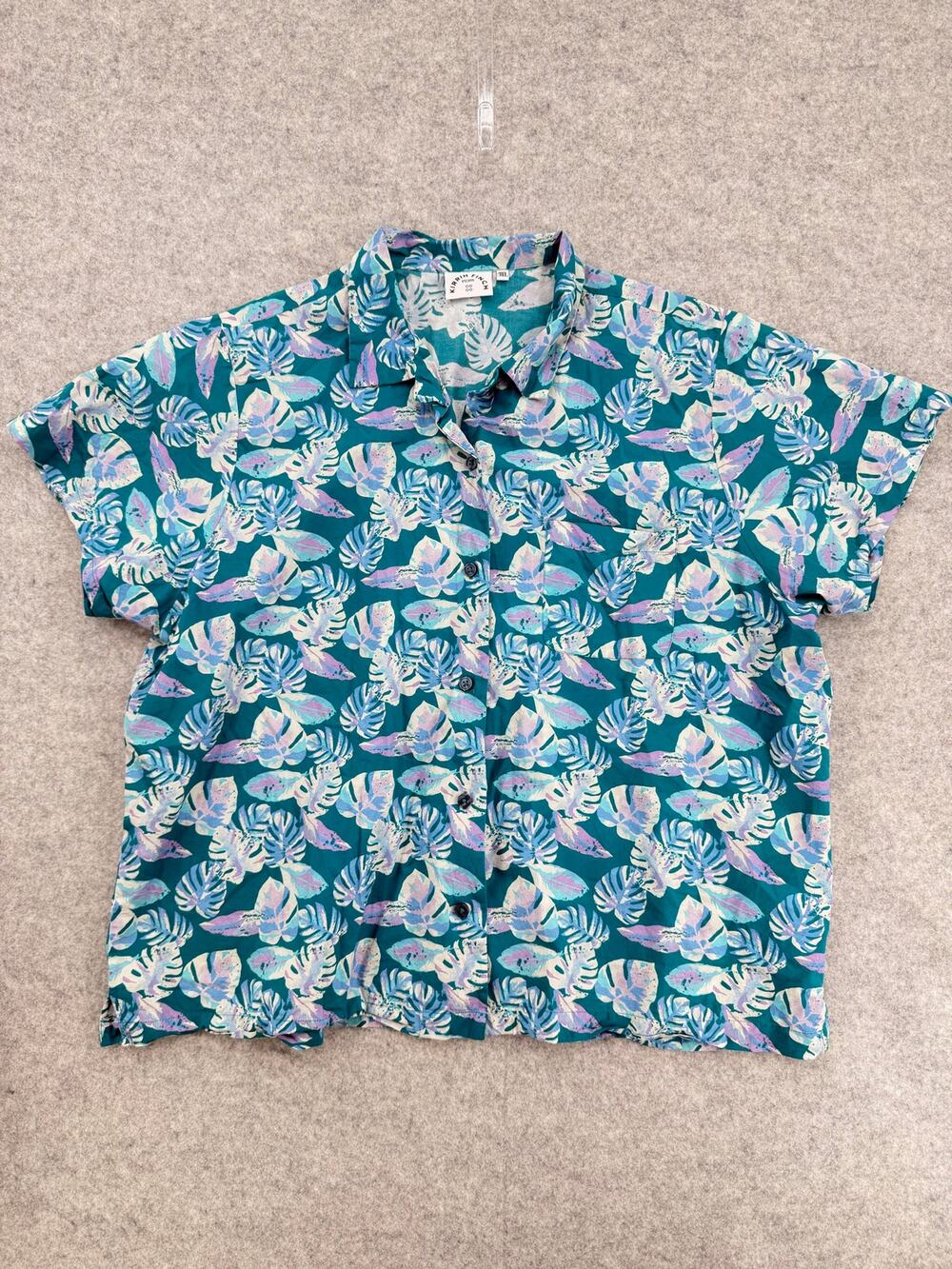 Kirrin Finch Floral Tropical Androgynous Cabana Camp Button Down Shirt Size 3XL